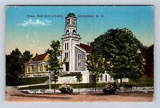 Whitefield NH-New Hampshire, Town Hall & Library, Antique, Vintage Postcard picture