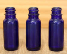 LOT of 3 Small Vintage Cobalt Blue Medicine Bottles Pre-owned 2.5 inches picture