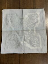 4 Vtg Rare Dining Cloth Napkins Floral Design Light Mint Made in Occupied Japan picture