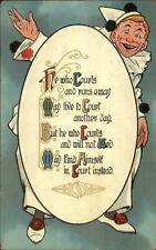 Court Jester Clown & Motto Saying Poem c1910 Postcard picture