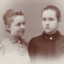 Antique Cabinet Card Photo Two Beautiful Victorian Women Mount Morris Illinois picture