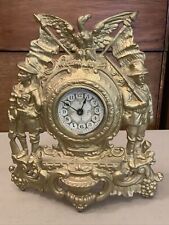Vintage Antique Warner Army Navy Cast Iron Front Mantel Clock US American Eagle picture