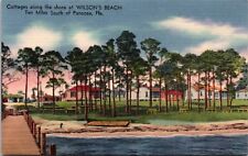 Panacea Florida FL Wilson Beach Cottages Gulf of Mexico c1940s Postcard A96 picture