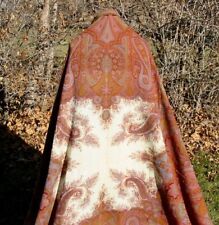 LARGE Antique Wool Finely Woven Paisley Shawl Throw 120 by 58 inches picture