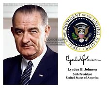 PRESIDENT LYNDON B. JOHNSON PRESIDENTIAL SEAL AUTOGRAPHED 8X10 PHOTO picture