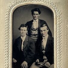 Antique Tintype Group Photograph Dapper Handsome Young Men Lancaster PA picture