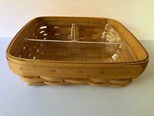 Longaberger 2000 Divided Basket with Plastic Protecter 9.5 X 9