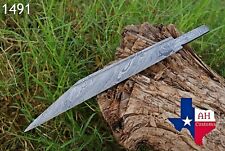 12”CUSTOM HAND FORGED DAMASCUS STEEL HUNTING SEAX KNIFE BLANK BLADE Full 1491 picture