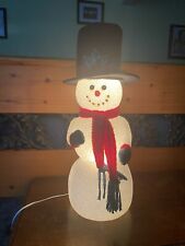 Vtg.  22” Melted Plastic Light-Up Snowman picture