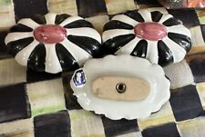 MacKenzie Childs Pottery Ribbed Majolica Pulls /Knob- Black, White And Pink picture