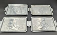 Vintage Ducks Pressed Aluminum Serving Trays Geese in Flight Mid-century  picture