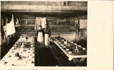c1910 AZO RPPC Real Photo Postcard Of Logging Camp Dining Hall picture
