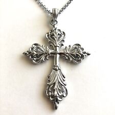 Arthur Court Necklace Aluminium Scroll Cross Big 3in Jewelry 18 to 20in Chain picture