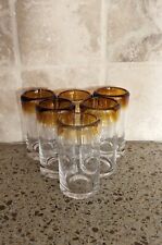 Six Handblown Mexican Shot Glasses with Amber Rims picture
