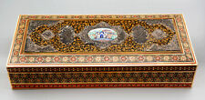 1950's Persian Islamic Inlaid Marquetry Micro Mosaic Sterling Enamel Jewelry Box picture