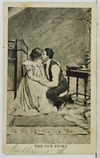 The Old Story Couple Kissing Romance c1919 Dover Delaware Postcard O13 picture