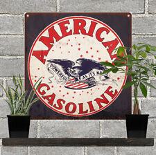 American Gasoline Gas Pump Oil Advertising Metal Reproduction Sign 12x12 60189 picture