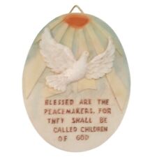 Blessed Are The Peacemakers,... Decor Ceramic Matte Wall Plaque Holy Spirit Dove picture