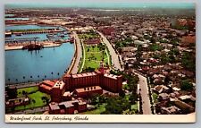 St Petersburg FL Waterfront Park Vinoy Hotel Bayfront Center Aerial Postcard F9 picture