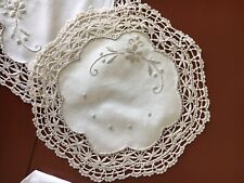vintage doilies embroidered & Maybe Chemical Lace Taupe 9” lot 2 Very Nice picture