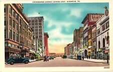 Lackawanna Avenue Loooking East Scranton PA Linen Postcard 1930s picture
