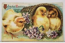 Joyful Easter Chicks In Gilded Basket 1911 Cohoctah to Linden Mich Postcard G15 picture