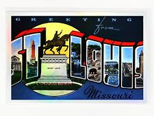 Greetings from St. Louis circa 1945 *HOLOGRAPHIC SILVER* Reprint Postcard picture