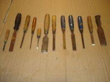 JOB LOT 12 VINTAGE WOOD CHISELS MARPLES SORBY + OTHERS WOODWORK CARPENTRY TOOLS picture