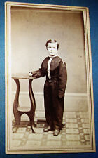 ANTIQUE CW ERA CDV PHOTO OF YOUNG BOY FRANK VERNOR IN UNIFORM TAX STAMP ON VERSO picture