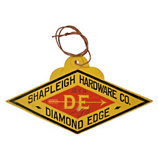VTG Antique SHAPLEIGH HARDWARE Co Diamond Edge Hand Saw Tool Hang Tag Label Rare picture