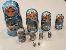 SET OF 10 RUSSIAN  MATRYOSHKA NESTING DOLLS SIGNED HAND PAINTED picture