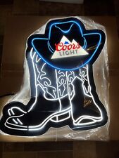 Coors Light Beer Motion Cowboy Boots Western LED Light Up Sign Toe Tapping New picture