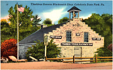 Thaddeus Stevens Blacksmith Shop Caledonia State Park PA 1930s Linen Postcard picture