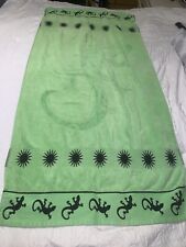 Vtg Xewak Made N Egypt W/Egypt Cotton Green Black W/Geigo  Beach Towel 60”x29.5” picture