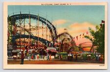 c1930s~Coney Island~NYC New York~Cyclone Coaster~Amusement Park~Vintage Postcard picture