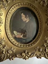 Chardin The House Of Cards Antique Cameo Creation Glass Gold Gilt Wood Frame 4x5 picture