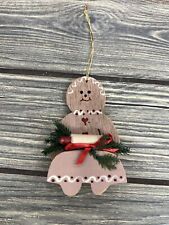 Vtg Christmas Ornament Gingerbread Mom Grandma Baking Cookies Rolling Pin 3.75” picture