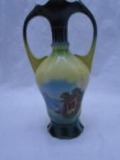 Antique hand Painted 2 Handled Vase Signed 8