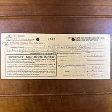 Simon Si Oakland Signed Autographed Vintage 1959 Tax Form 593 picture