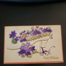 Birthday Greeting Vintage Postcard Early 1900 Embossed Raised Flowers picture