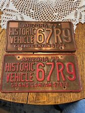 Vintage Pair/Set Arizona 1977 Historic Vehicle License Plate 67R9 picture