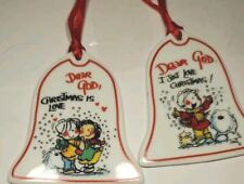Dear God Kids 2008 Vintage Christmas Ornaments 3 Inch Bell Shaped Porcelain Made picture