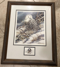 Snowy Owl Joe Garcia pencil Sign 344/750 Charles Spinetty Winery Print Stamp COA picture