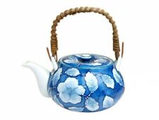 Dobin Arita yaki ware Japanese Green Tea pot Blue Kyoto Peony Botan 600ml Japan picture