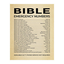 Bible Emergency Numbers-Available 24/7-Bible Verse Wall Art -11 x 14 Vintage Scr picture