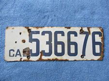 1919 California Porcelain License Plate # 536676 picture