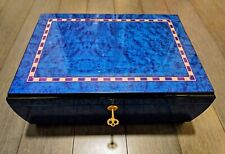 Large Humidor Cigar Box  - 14.5 x 9.75 x 5.25 - Blue tinted lacquered wood  picture