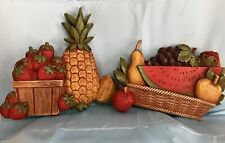 Vintage Homco 2 Wall Hanging Plaques Fruit Baskets 7350 & 7351 picture