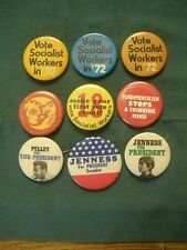9 Lot 1970s SOCIALISM Socialist workers Pin Buttons include - Pulley & Jenness picture