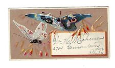 c1890 Victorian Trade Card Blue & White Butterflies picture